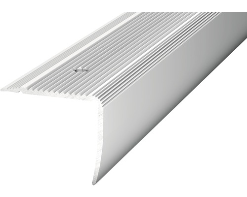 ALU ukončovacia lišta NOVA strieborná 35x30mm/2,5 m (predvŕtaná) Hliníkový profil hrán schodov s drážkami