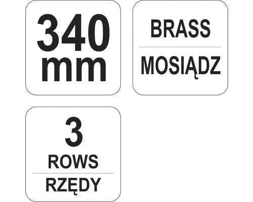 Informácie o produkte: 340 mm, mosadz, tri rady