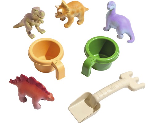 Sada hračiek s figúrkami dinosaurov, poháre a lopatkou