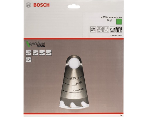 Pílový kotúč Bosch Optiline Wood, 235 x 2,8 x 30/25 milimetrov
