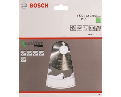Logo Bosch Pílový kotúč Optiline Wood 130 x 2,4 x 20/16 milimetrov