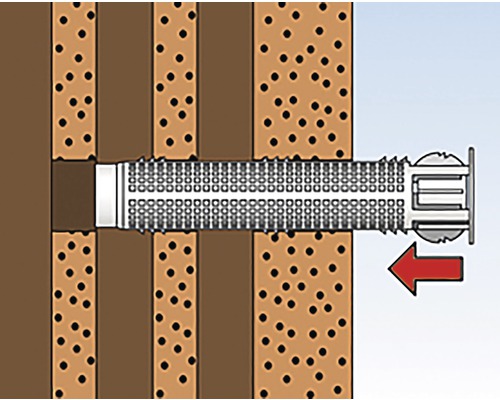 Ilustrácia upevnenia hmoždinky v stene