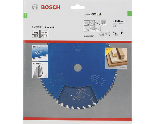 Logo spoločnosti Bosch. Pílový kotúč Bosch Expert Wood s priemerom 160 milimetrov.