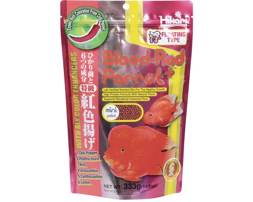 Granulované krmivo pre ryby Hikari Blood-Red Parrot Plus Mini 333 g Balenie krmiva pre papagájové ryby