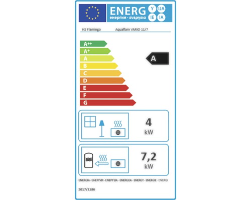 Energetický štítok pre HS Flamingo Aquaflam VARIO 11/7 s triedou energetickej účinnosti A