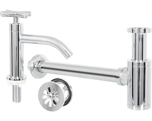 Umývadlová batéria, sifón a odpadová súprava z kovu