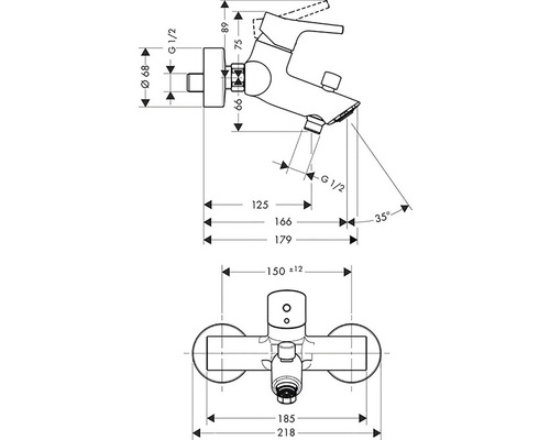 Technický nákres batérie s rozmermi