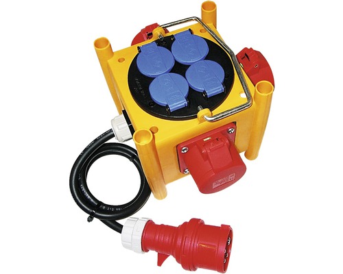 Predlžovací kábel s mini rozvodnicou Brennenstuhl H07RN-F 5G2,5 3x400V / 4x230V 1 m Rozvádzač prúdu s káblom a zástrčkou na použitie na stavbe