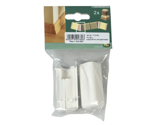 Plastové rohové kusy pre soklové lišty v priehľadnom obale