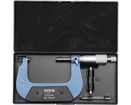 Mikrometrická skrutka Yato v puzdre, rozsah merania 50 až 75 milimetrov