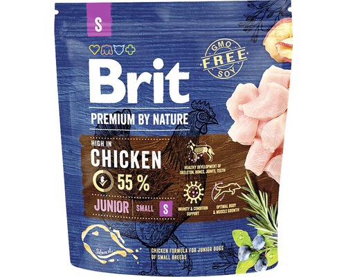 Granule pre psov Brit Premium by Nature Junior S 1 kg Brit Premium Junior Small krmivo pre psy s kuracím mäsom pre malé plemená