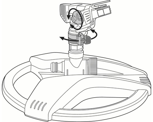 Ilustrácia zavlažovača trávnika s nastaviteľným rozsahom postreku