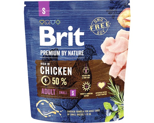 Granule pre psov Brit Premium by Nature Adult S 1 kg Brit Premium suché krmivo pre malé dospelé psy s kuracím mäsom