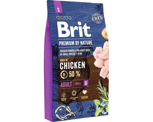 Granule pre psov Brit Premium by Nature Adult S 8 kg Brit Premium by Nature suché krmivo pre malé dospelé psy s kuracím mäsom