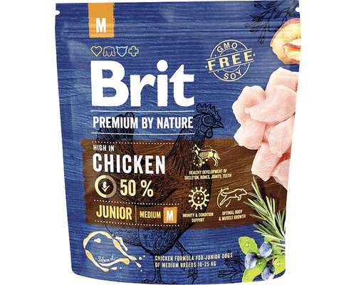 Granule pre psov Brit Premium by Nature Junior M 1 kg Brit Premium Junior Medium suché krmivo pre psov s kuracím mäsom