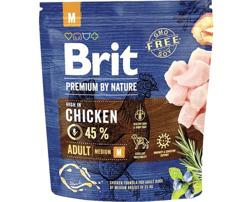 Granule pre psov Brit Premium by Nature Adult M 1 kg Brit Premium by Nature Suché krmivo pre dospelých psov stredných plemien s kuracím mäsom