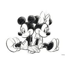 Náčrt myšiaka Mickeyho a Minnie