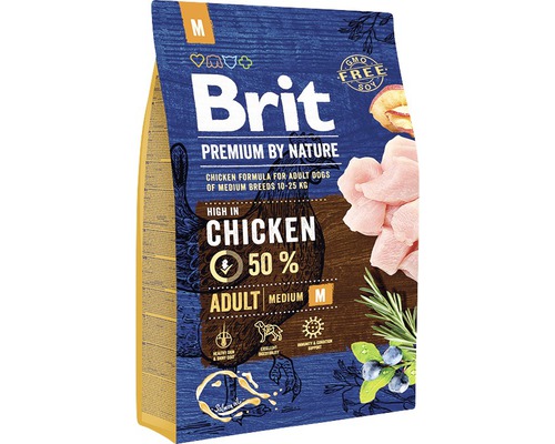 Granule pre psov Brit Premium by Nature Adult M 3 kg Brit Premium by Nature suché krmivo pre dospelých psov stredných plemien