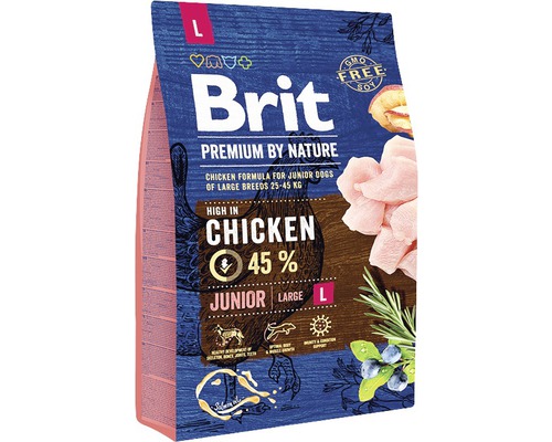 Granule pre psov Brit Premium by Nature Junior L 3 kg Brit Premium Junior Large krmivo pre psy, receptúra s kuracím mäsom pre veľké plemená