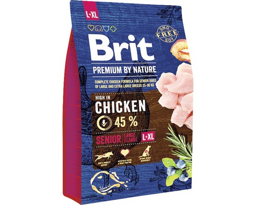 Granule pre psov Brit Premium by Nature Senior L+XL 3 kg Brit Premium by Nature suché krmivo pre starších psov veľkých plemien s kuracou príchuťou
