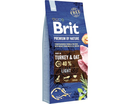 Granule pre psov Brit Premium by Nature Light 15 kg Brit Premium by Nature Light krmivo pre psov s morčacím a kuracím mäsom pre psov s problémami s váhou