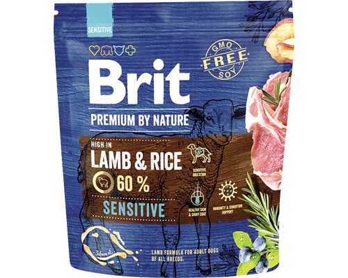Granule pre psov Brit Premium by Nature Sensitive 1 kg Brit Premium Sensitive krmivo pre psov s jahňacím mäsom a ryžou