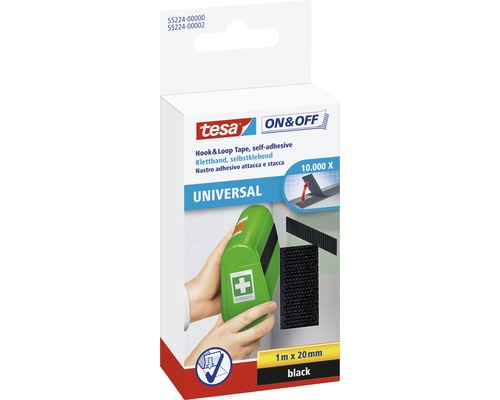 Samolepiaci suchý zips tesa čierny 1 m x 20 mm Samolepiaci suchý zips Tesa, 1 meter krát 20 milimetrov, čierny, balenie