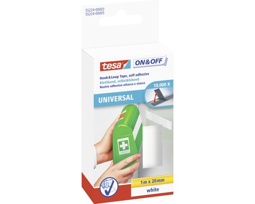 Tesa samolepiaci suchý zips, biely, obe strany, 1 m x 20 mm Tesa suchý zips univerzálny samolepiaci, 1 meter krát 20 milimetrov, biely