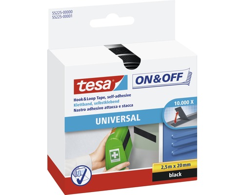 Samolepiaci suchý zips tesa čierny 2,5 m x 20 mm Tesa suchý zips Universal, 2,5 m x 20 mm, samolepiaci