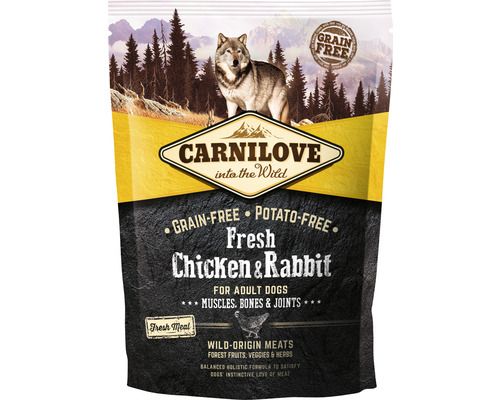 Granule pre psov Carnilove Chicken & Rabbit 1,5 kg Carnilove suché krmivo pre dospelých psov s kuracím a králičím mäsom, bez obilnín