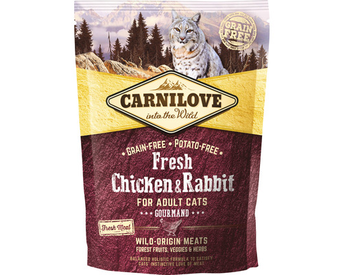 Granule pre mačky Carnilove Cat Grain Free Chicken&Rabbit 400 g Carnilove suché krmivo pre dospelé mačky s kuracím a králičím mäsom