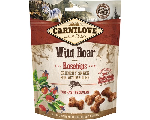 Maškrta pre psov Carnilove Dog Crunchy Snack Boar 200 g Carnilove psie maškrty s diviakom a šípkami