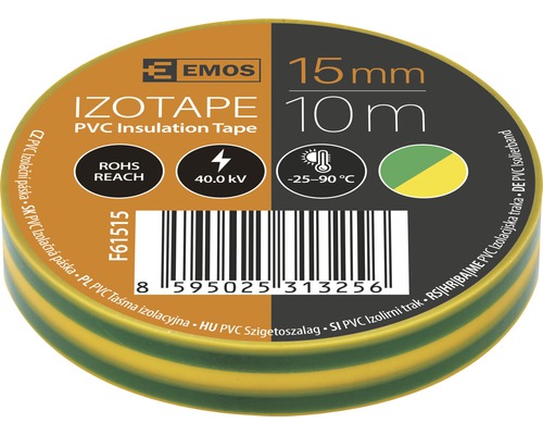 Izolačná páska Emos PVC 15mm / 10m zelenožltá