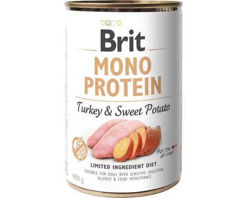 Konzerva pre psov Brit Mono Protein Turkey & Potato 400 g