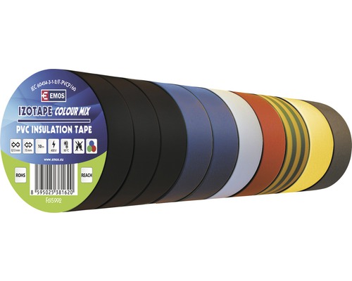 Izolačná páska Emos PVC 15mm / 10m mix 10ks