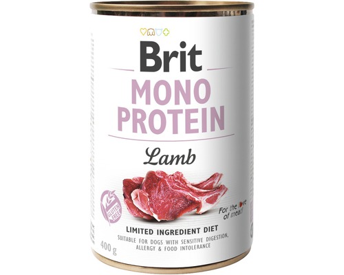 Konzerva pre psov Brit Mono Protein Lamb 400 g Brit Mono Protein psie krmivo jahňacie v konzerve, 400 gramov