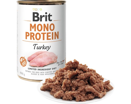 Brit Mono Protein psie krmivo s morčacím mäsom v konzerve, 400 gramov