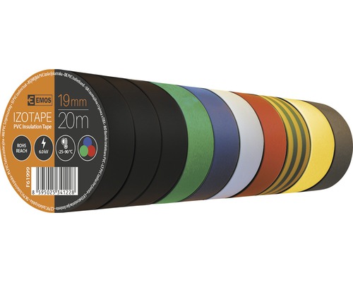 Izolačná páska Emos PVC 19mm / 20m mix 10ks