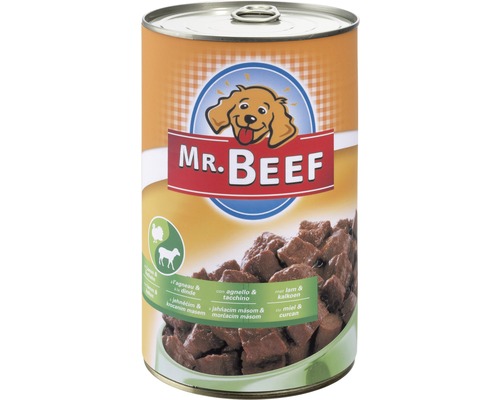 Konzerva pre psov Mr. Beef jahňacie a morčacie 1200 g-0