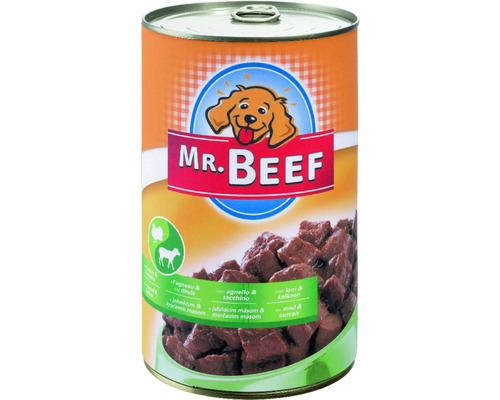 Konzerva pre psov Mr. Beef jahňacie a morčacie 1200 g