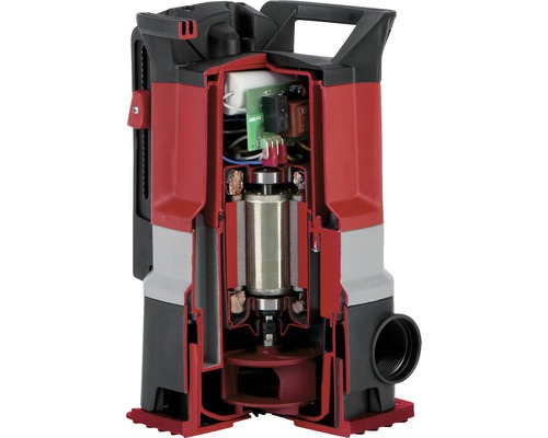 Rez ponorným čerpadlom, ktorý ukazuje jeho vnútornú konštrukciu