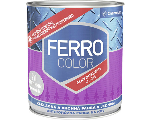 Farba na kov Ferro Color antikorózna pololesk červenohnedá 0,75 l Farba na kov od spoločnosti Chemolak