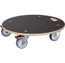 Okrúhla drevená podložka pod nábytok s tromi kolieskami