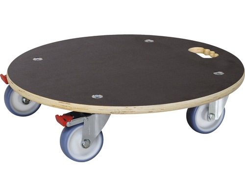 Okrúhla drevená podložka pod nábytok s tromi kolieskami