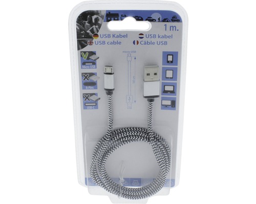 Jeden meter USB kábla s Micro USB a USB konektorom v obale.