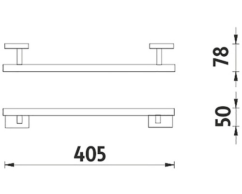 Technický nákres držiaka na uteráky s rozmermi
