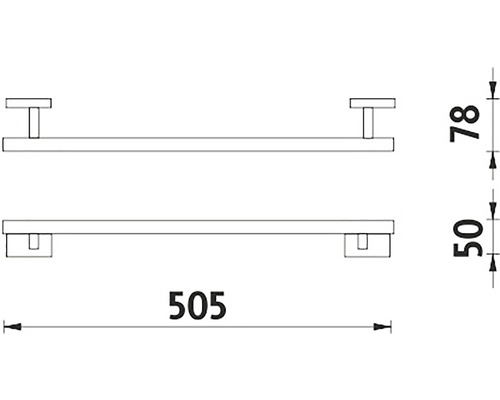 Technický nákres držiaka na uteráky s rozmermi