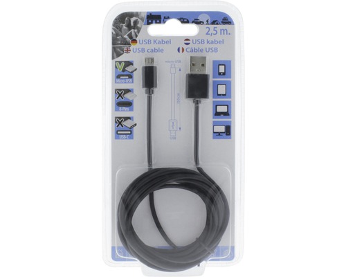 2,5 metrový USB kábel v balení