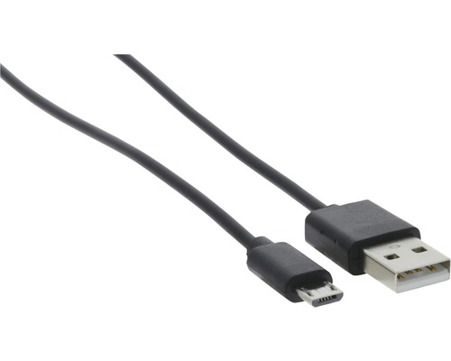 Čierny USB kábel s Micro-USB a USB konektorom