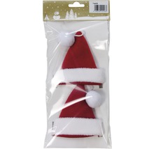 Balenie dvoch červených vianočných čiapok s bielym lemom a brmbolcom